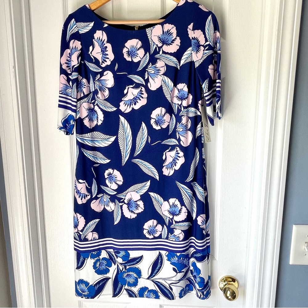 Eliza J Floral Sheath Dress NWT Blue